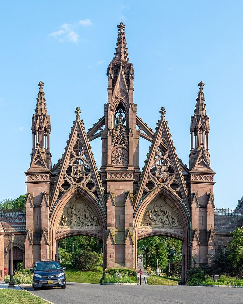 The Gothic gate of Green-Wood Cemetery, Brooklyn
